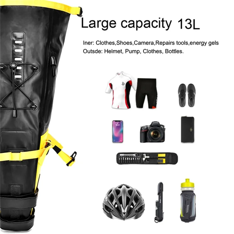 NEWBOLER PAC040 13L Bicycle Water Resistant Bike Saddle Bag Seat Bag Cycling Bag - Black
