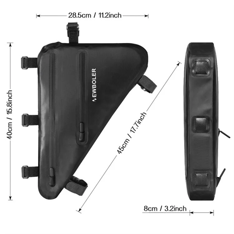 NEWBOLER SAC209 10L Sac de triangle de vélo Sac de tube avant de vélo Sac de cyclisme étanche