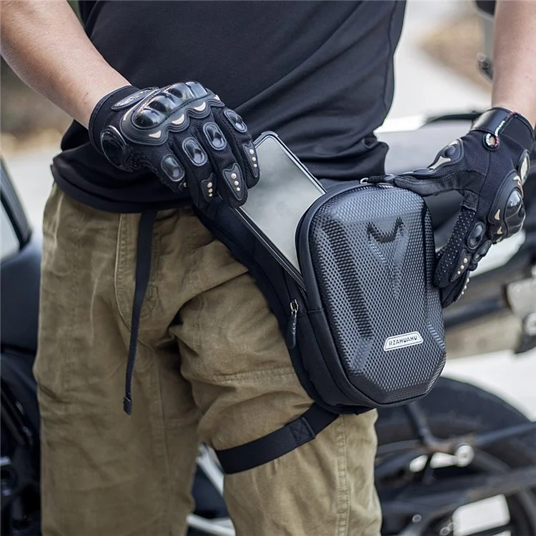 RZAHUAHU Hard Shell Waterproof Motorcycle Riding Cycling Leg Bag Phone Tools Storage Messenger Bag