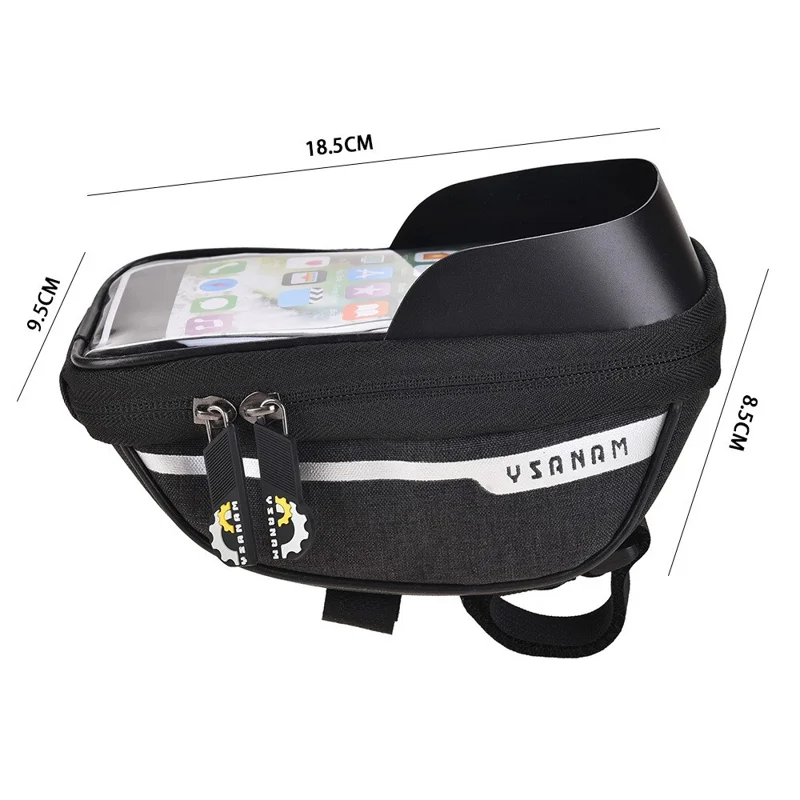 YSANAM YS-10B Bike Bicycle Bag Waterproof Bike Phone Storage Bag Front Frame Top Tube Handlebar Bag with Touch Screen Holder Case
