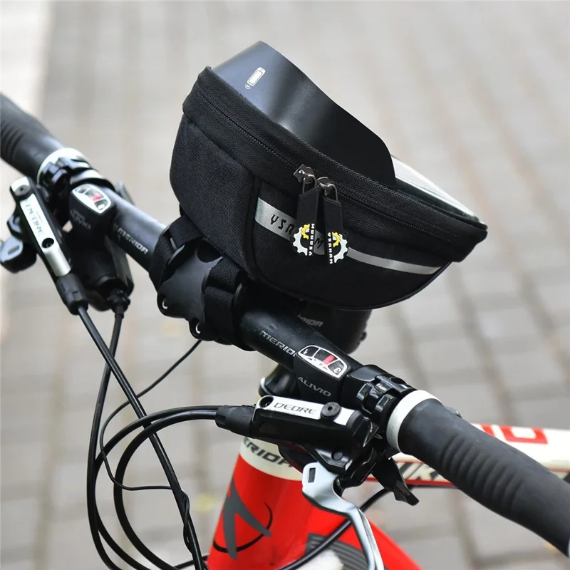 YSANAM YS-10B Bike Bicycle Bag Waterproof Bike Phone Storage Bag Front Frame Top Tube Handlebar Bag with Touch Screen Holder Case
