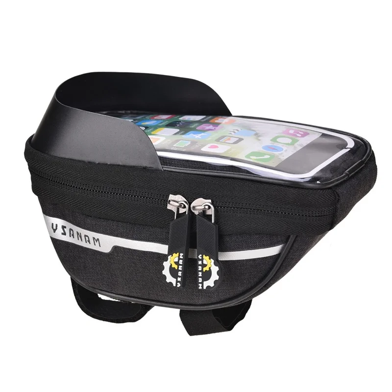 YSANAM YS-10B Bike Bicycle Bag Waterproof Bike Phone Storage Bag Front Frame Top Tube Handlebar Bag with Touch Screen Holder Case