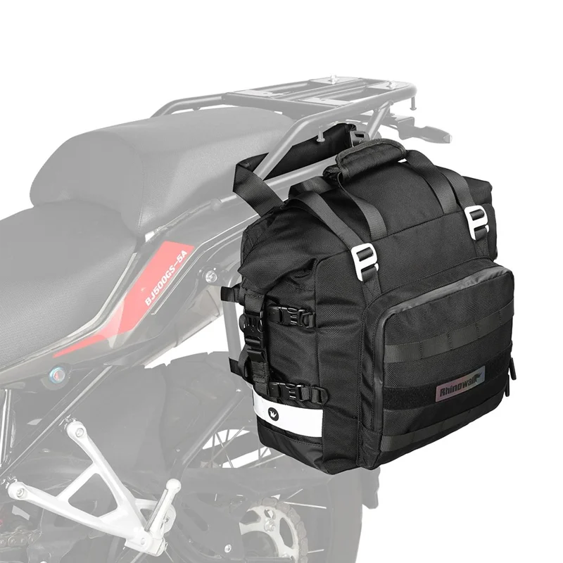 RHINOWALK MT2040 20L Quick Release Motorbike Side Storage Bag Polyester Motorcycle Luggage Pannier Bag - Black