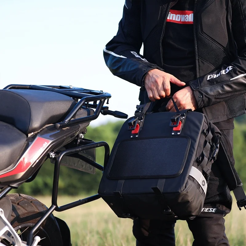 RHINOWALK MT2040 20L Quick Release Motorbike Side Storage Bag Polyester Motorcycle Luggage Pannier Bag - Black