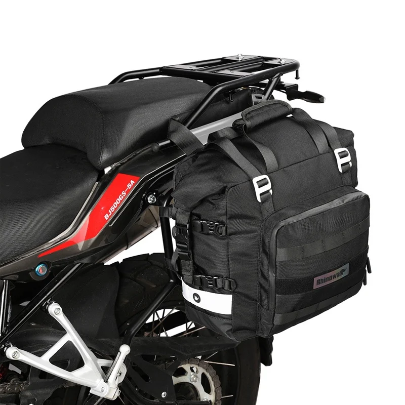 RHINOWALK MT2040 20L Quick Release Motorbike Side Storage Bag Polyester Motorcycle Luggage Pannier Bag - Black