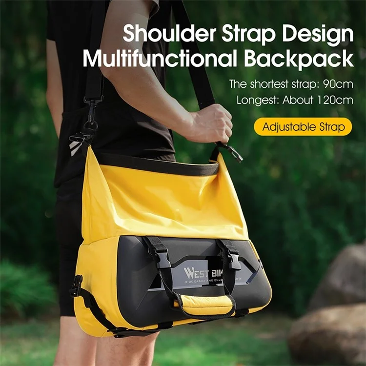 WEST BIKING YP0707308 Bike Rack Bag Waterproof Trunk Bag Large Capacity Reflective Pannier Bag with Shoulder Strap for Bicycle Rear Seat - Black / Yellow