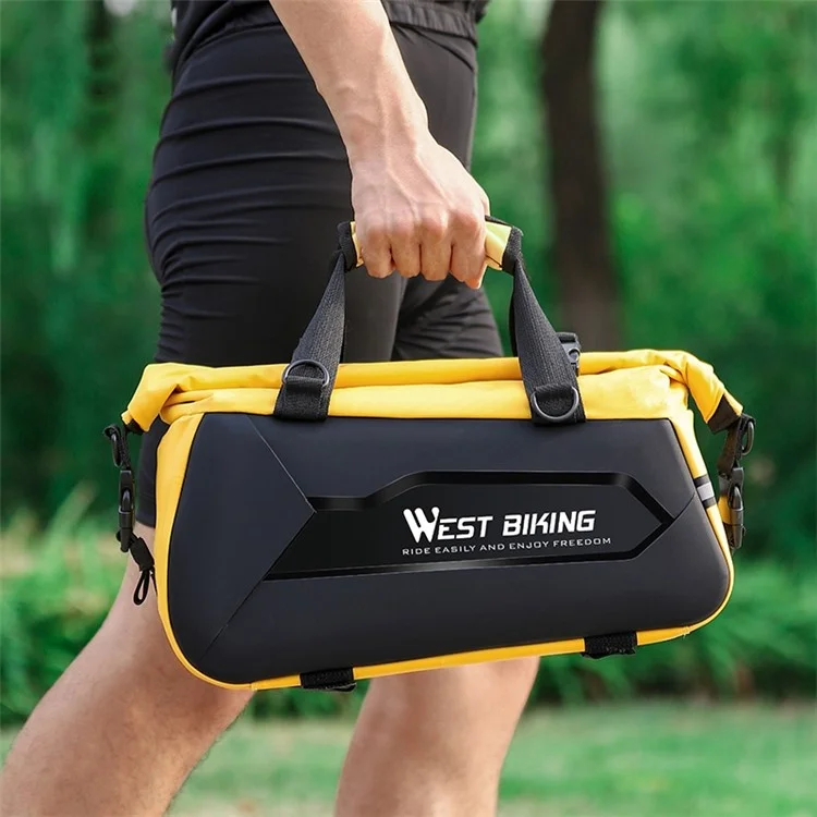 WEST BIKING YP0707308 Bike Rack Bag Waterproof Trunk Bag Large Capacity Reflective Pannier Bag with Shoulder Strap for Bicycle Rear Seat - Black / Yellow