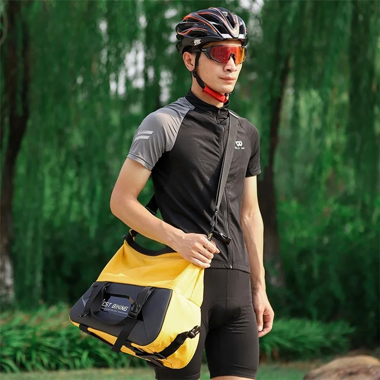 WEST BIKING YP0707308 Bike Rack Bag Waterproof Trunk Bag Large Capacity Reflective Pannier Bag with Shoulder Strap for Bicycle Rear Seat - Black / Yellow