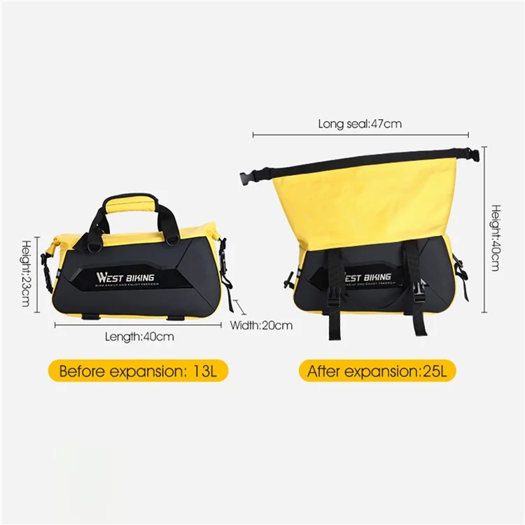 WEST BIKING YP0707308 Bike Rack Bag Waterproof Trunk Bag Large Capacity Reflective Pannier Bag with Shoulder Strap for Bicycle Rear Seat - Black / Yellow