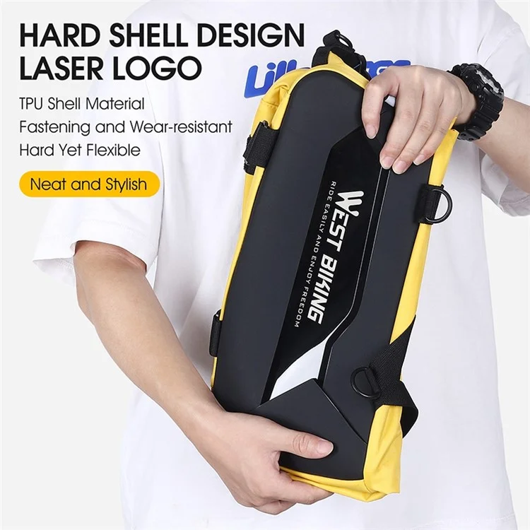 WEST BIKING YP0707308 Bike Rack Bag Waterproof Trunk Bag Large Capacity Reflective Pannier Bag with Shoulder Strap for Bicycle Rear Seat - Black / Yellow