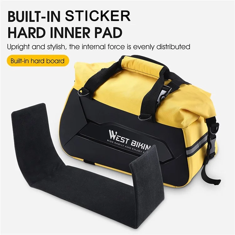 WEST BIKING YP0707308 Bike Rack Bag Waterproof Trunk Bag Large Capacity Reflective Pannier Bag with Shoulder Strap for Bicycle Rear Seat - Black / Yellow