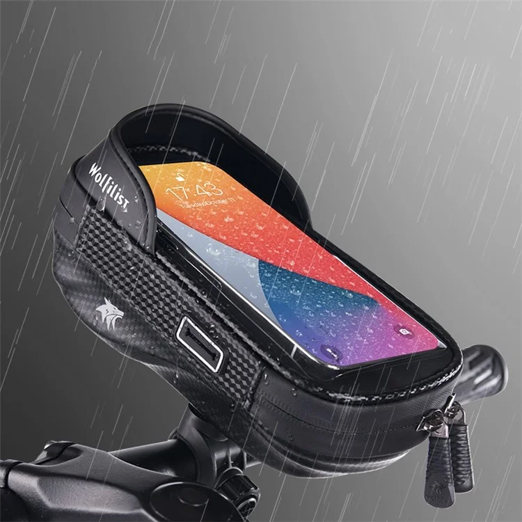 WOLFILIST C1101 Bicycle Handlebar Bag Rain-proof Touch Screen Phone Pouch Bike Cycling Storage Bag