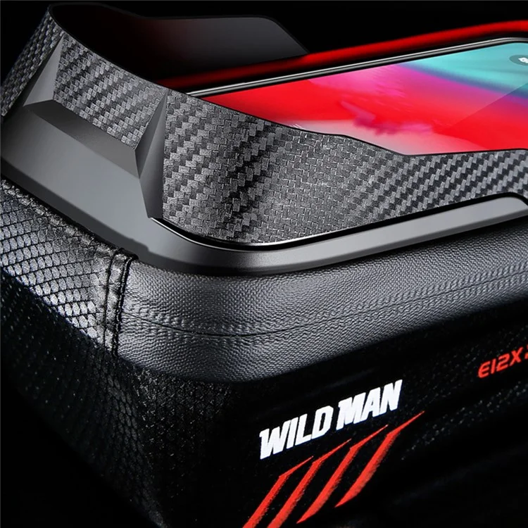 Wild Man E12x Eva Bike Stem Front Tube Bag à Prova D'água 1L Bicicleta Bolsa de Bicicleta TPU Touch Touch Touch Phone Pouch - Preto