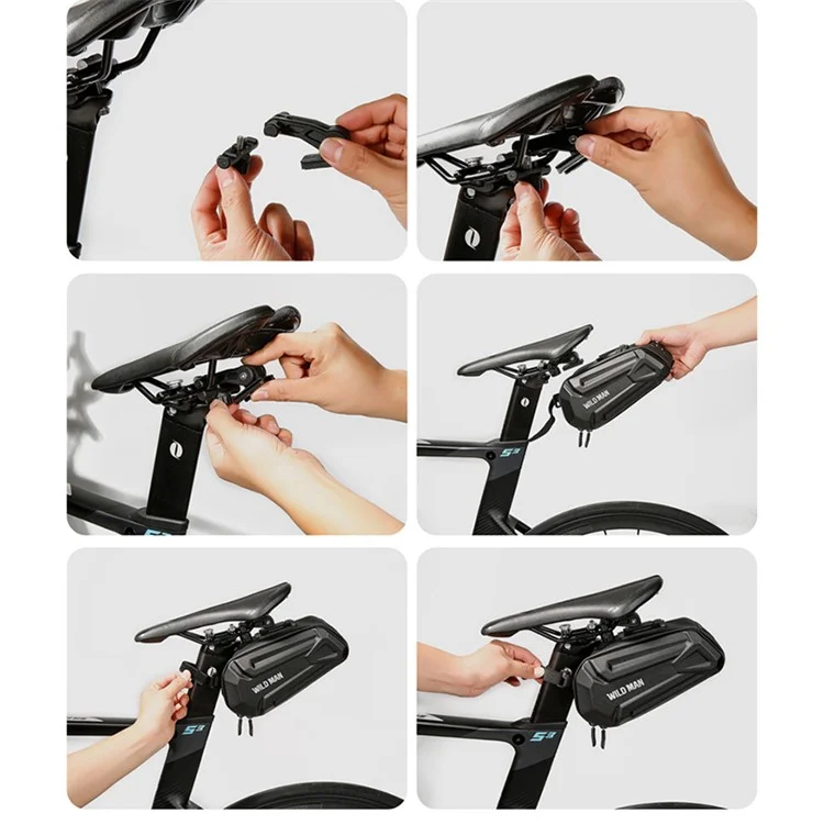 WILD MAN XT7 1.2L Bike Saddle Bag Under Seat Bicycle Bag EVA PU Cycling Storage Pouch for MTB, Road Bike - Sun Texture