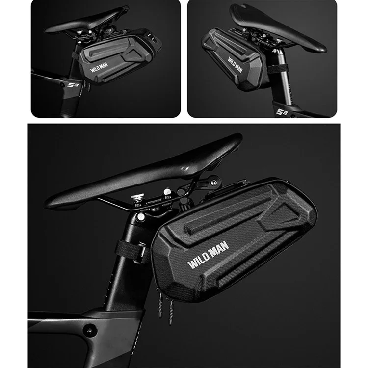 WILD MAN XT7 1.2L Bike Saddle Bag Under Seat Bicycle Bag EVA PU Cycling Storage Pouch for MTB, Road Bike - Sun Texture