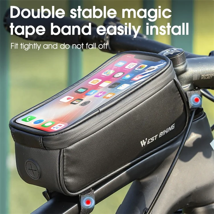 WEST BIKING YP0707315 Borsa per Cellulare per Bicicletta, Borsa Anteriore per Telaio della Bicicletta Impermeabile per Tubo Superiore, Borsa EVA per Manubrio per iPhone, Samsung