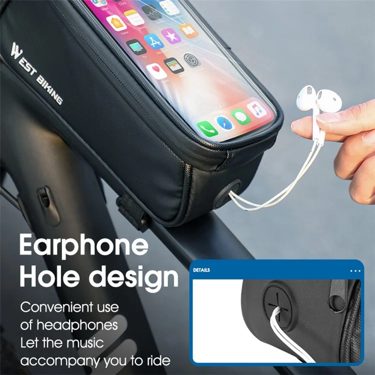 WEST BIKING YP0707315 Borsa per Cellulare per Bicicletta, Borsa Anteriore per Telaio della Bicicletta Impermeabile per Tubo Superiore, Borsa EVA per Manubrio per iPhone, Samsung