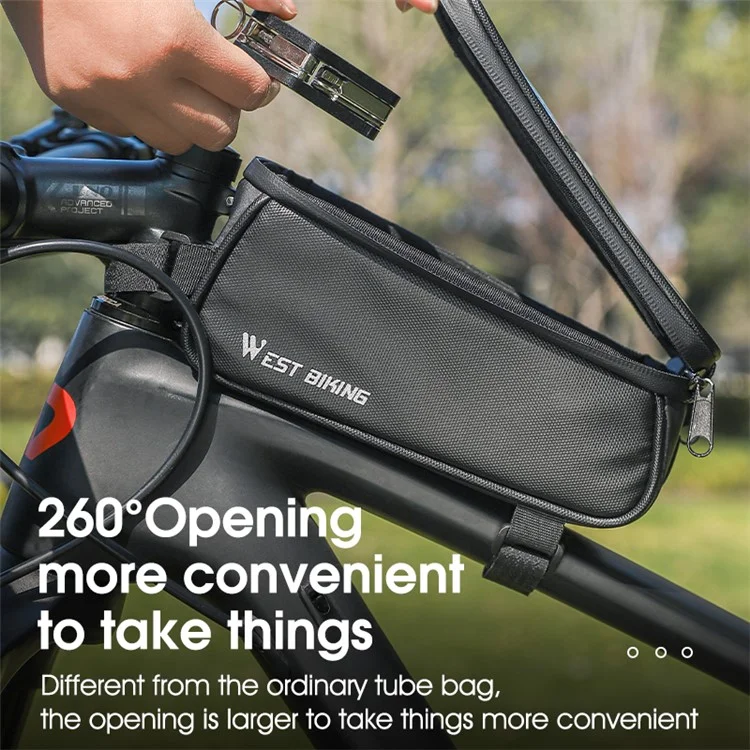 WEST BIKING YP0707315 Borsa per Cellulare per Bicicletta, Borsa Anteriore per Telaio della Bicicletta Impermeabile per Tubo Superiore, Borsa EVA per Manubrio per iPhone, Samsung