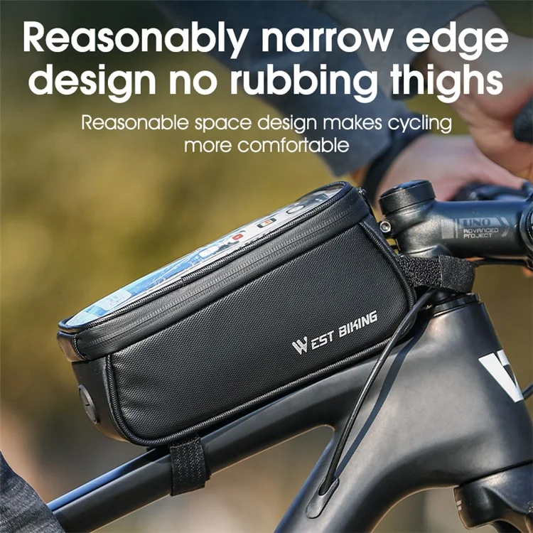 WEST BIKING YP0707315 Borsa per Cellulare per Bicicletta, Borsa Anteriore per Telaio della Bicicletta Impermeabile per Tubo Superiore, Borsa EVA per Manubrio per iPhone, Samsung