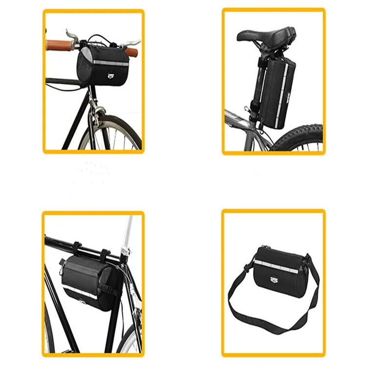 RZAHUAHU 2L Bolsa Frontal Impermeável para Bicicleta MTB Bolsa para Ciclismo Bolsa para Ombro - Preto / Cinza
