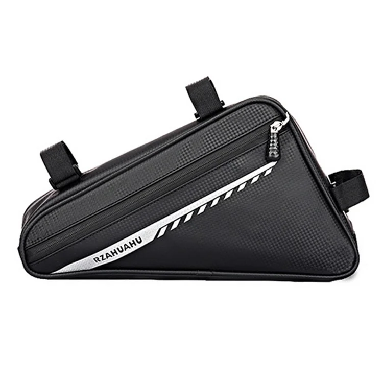 RZAHUAHU 2L Bicycle Front Frame Reflective Triangle Bag Bike Cycling Waterproof PU Storage Bag - Black