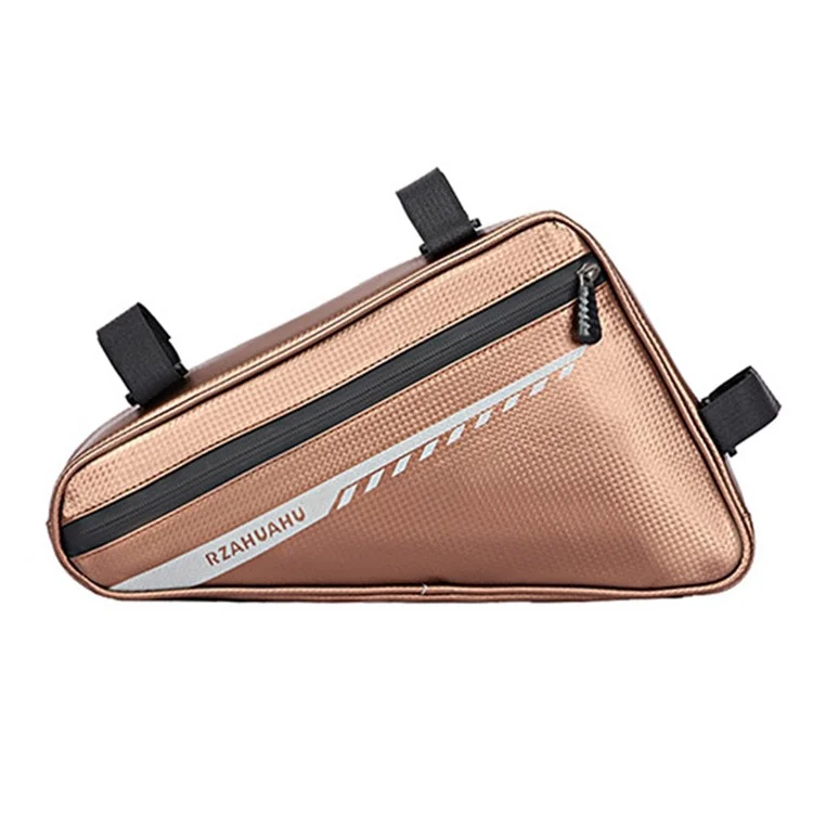 RZAHUAHU 2L Bicycle Front Frame Reflective Triangle Bag Bike Cycling Waterproof PU Storage Bag - Gold