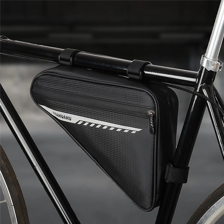 RZAHUAHU 2L Bicycle Front Frame Reflective Triangle Bag Bike Cycling Waterproof PU Storage Bag - Gold