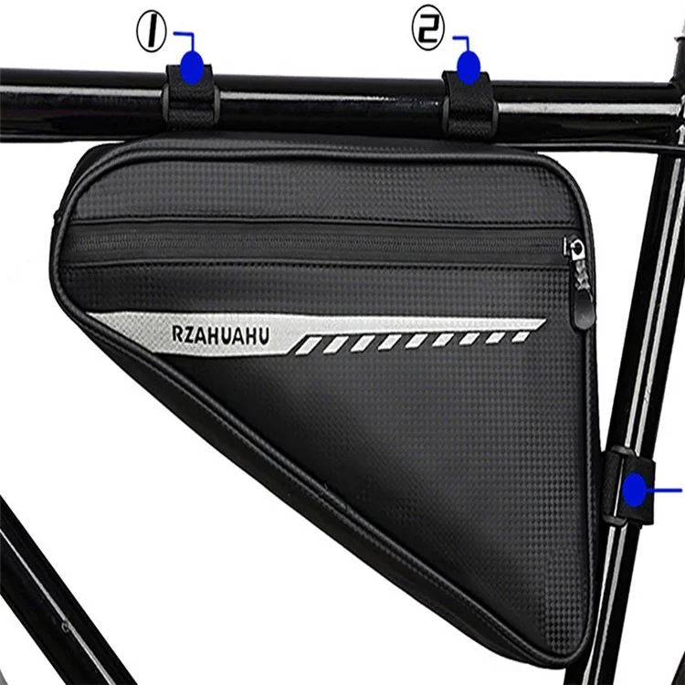 RZAHUAHU 2L Bicycle Front Frame Reflective Triangle Bag Bike Cycling Waterproof PU Storage Bag - Gold