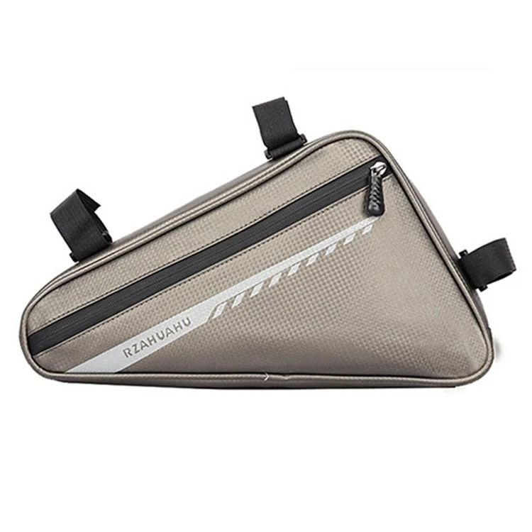 RZAHUAHU 2L Bicycle Front Frame Reflective Triangle Bag Bike Cycling Waterproof PU Storage Bag - Silver