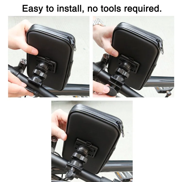 5.5-inch Bike Handlebar Mount Phone Holder Case Waterproof Bicycle Phone Bag, Size L