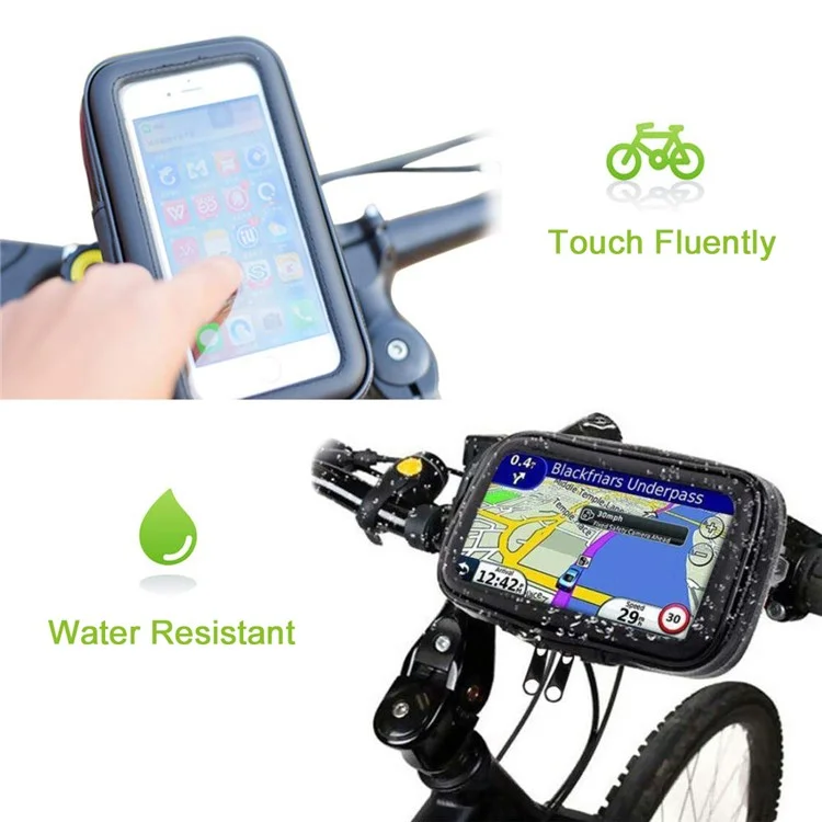 5.5-inch Bike Handlebar Mount Phone Holder Case Waterproof Bicycle Phone Bag, Size L