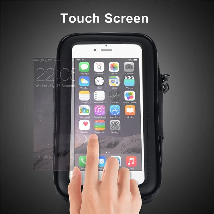 5.5-inch Bike Handlebar Mount Phone Holder Case Waterproof Bicycle Phone Bag, Size L