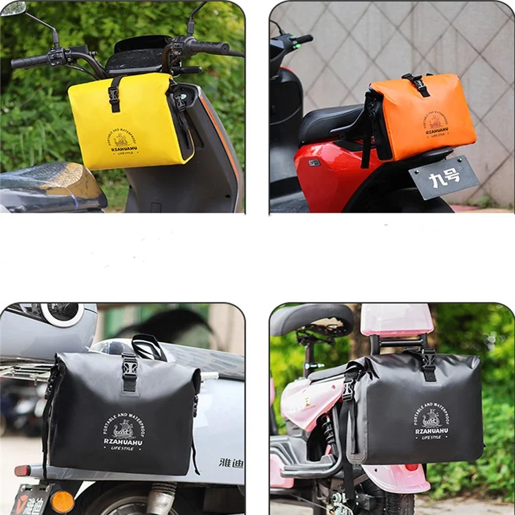 RZAHUAHU 9L Waterproof PVC Motorcycle Tool Bag Motorbike Handlebar Saddle Storage Bag - Black