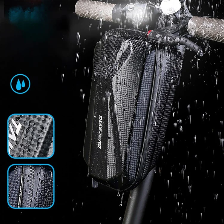 TAKEZERO T08 2L Borsa anteriore per bicicletta elettrica Scooter EVA+PU Hard Shell Borsa per manubrio Borsa di immagazzinaggio