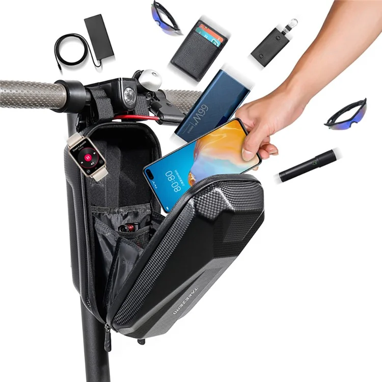 TAKEZERO T08 2L Borsa anteriore per bicicletta elettrica Scooter EVA+PU Hard Shell Borsa per manubrio Borsa di immagazzinaggio