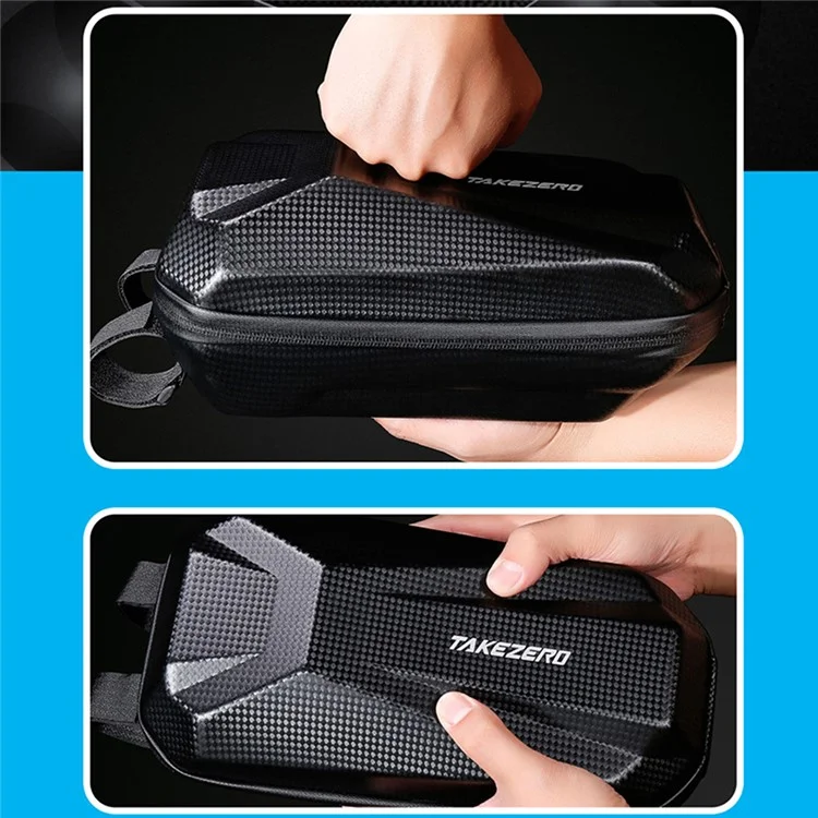 TAKEZERO T08 2L Borsa anteriore per bicicletta elettrica Scooter EVA+PU Hard Shell Borsa per manubrio Borsa di immagazzinaggio