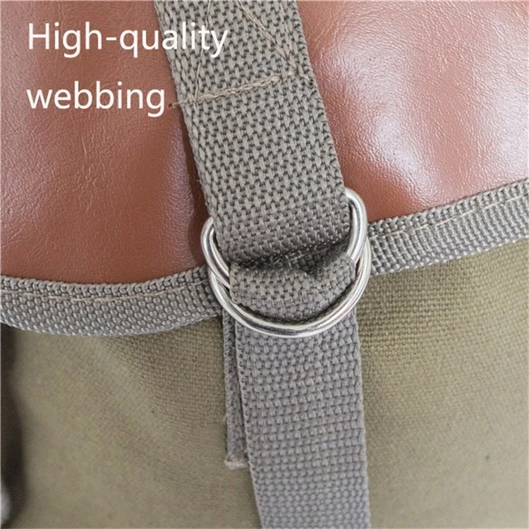 Canvas+Leather MTB Bike Pannier Pack Outdoor Travel Storage Bag Bicycle Rear Rack Bag - Khaki