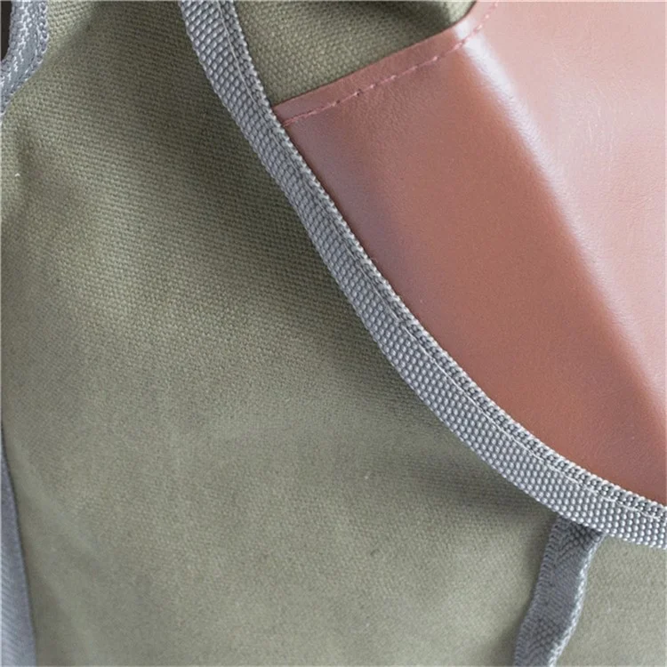 Canvas+Leather MTB Bike Pannier Pack Outdoor Travel Storage Bag Bicycle Rear Rack Bag - Khaki