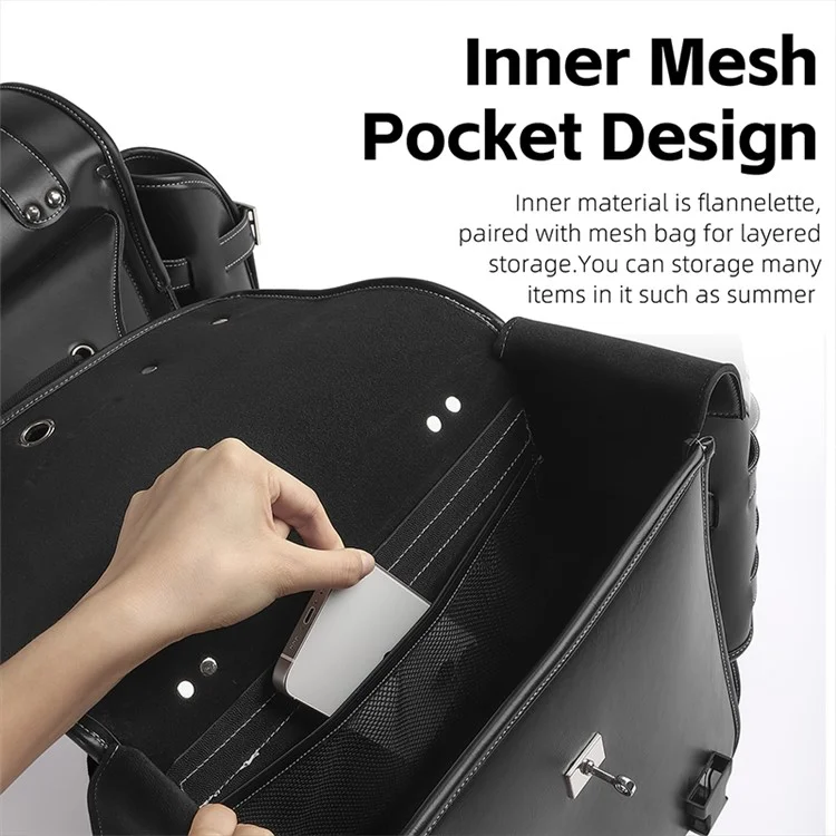 WEST BIKING YP0707328 Borsa laterale per moto in pelle PU stile retrò - Nero 
