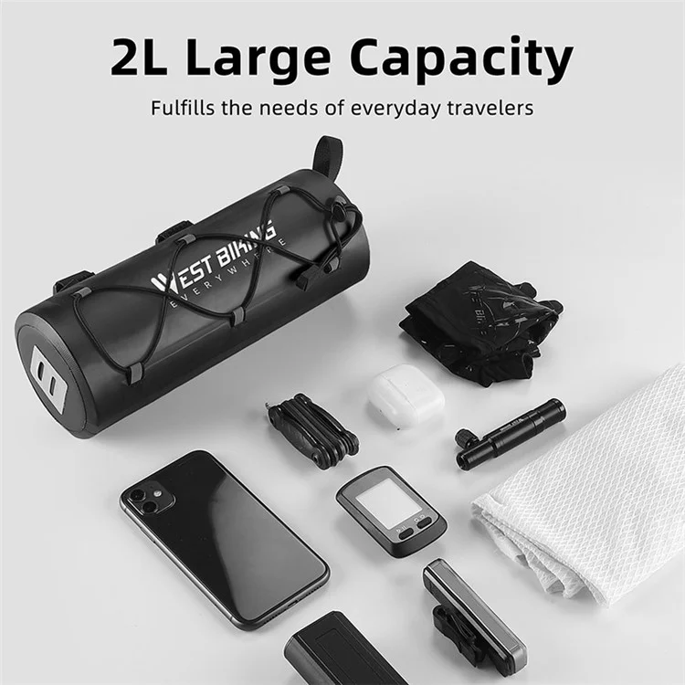 WEST BIKING YP0707326 Multifunctional 2L Large Capacity Bicycle Handlebar Bag Waterproof Bike Storage Pouch