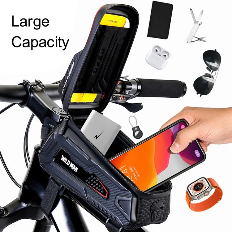 WILD MAN M30 1L Bolsa Frontal para Bicicleta con Pantalla Táctil Impermeable - Negro