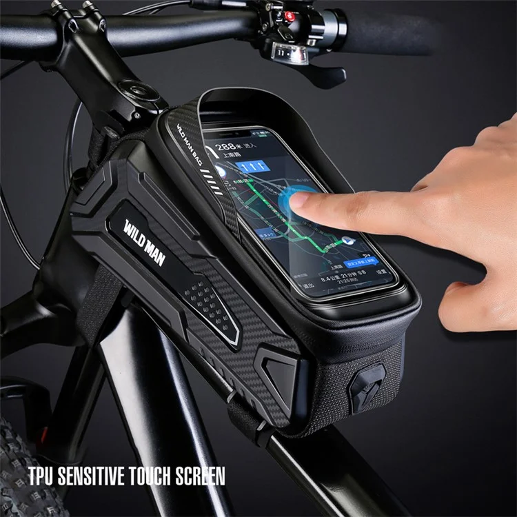 WILD MAN M30 1L Bolsa Frontal para Bicicleta con Pantalla Táctil Impermeable - Negro
