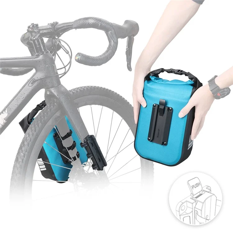 RHINOWALK RK404 4L Waterproof Nylon Polyester Bicycle Quick-Release Hanging Bag Cycling Bike Front Fork Bag - Blue