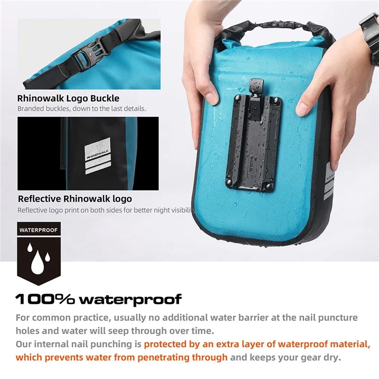 RHINOWALK RK404 4L Waterproof Nylon Polyester Bicycle Quick-Release Hanging Bag Cycling Bike Front Fork Bag - Blue