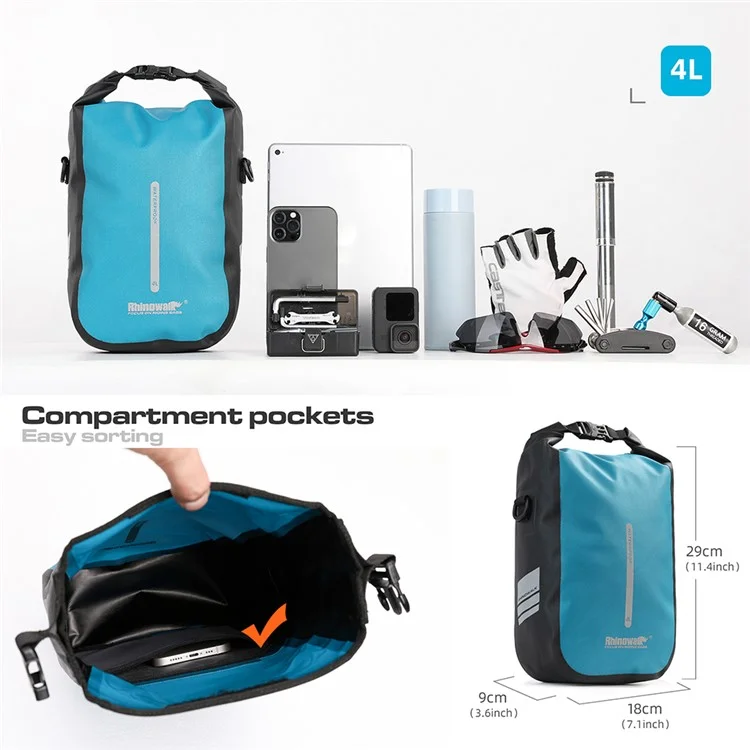 RHINOWALK RK404 4L Waterproof Nylon Polyester Bicycle Quick-Release Hanging Bag Cycling Bike Front Fork Bag - Blue