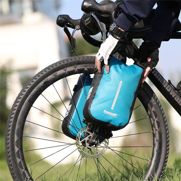 RHINOWALK RK404 4L Waterproof Nylon Polyester Bicycle Quick-Release Hanging Bag Cycling Bike Front Fork Bag - Blue