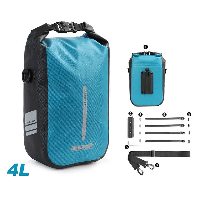 RHINOWALK RK404 4L Waterproof Nylon Polyester Bicycle Quick-Release Hanging Bag Cycling Bike Front Fork Bag - Blue