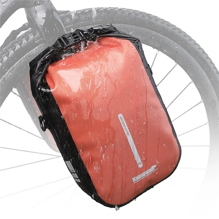 RHINOWALK RK406 6L Bike Front Fork Bag Waterproof Nylon Polyester Bicycle Quick-Release Hanging Bag for Outdoor Cycling - Orange