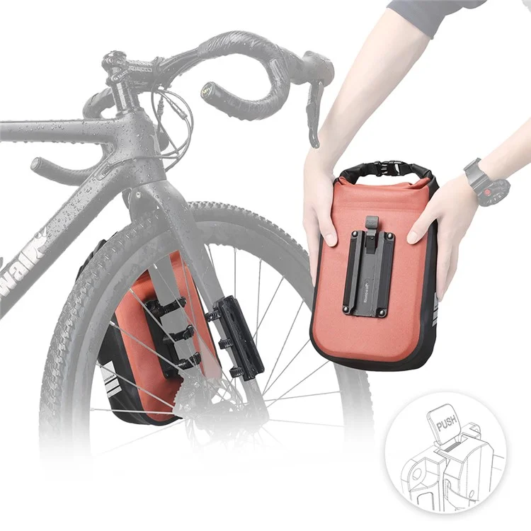 RHINOWALK RK406 6L Bike Front Fork Bag Waterproof Nylon Polyester Bicycle Quick-Release Hanging Bag for Outdoor Cycling - Orange