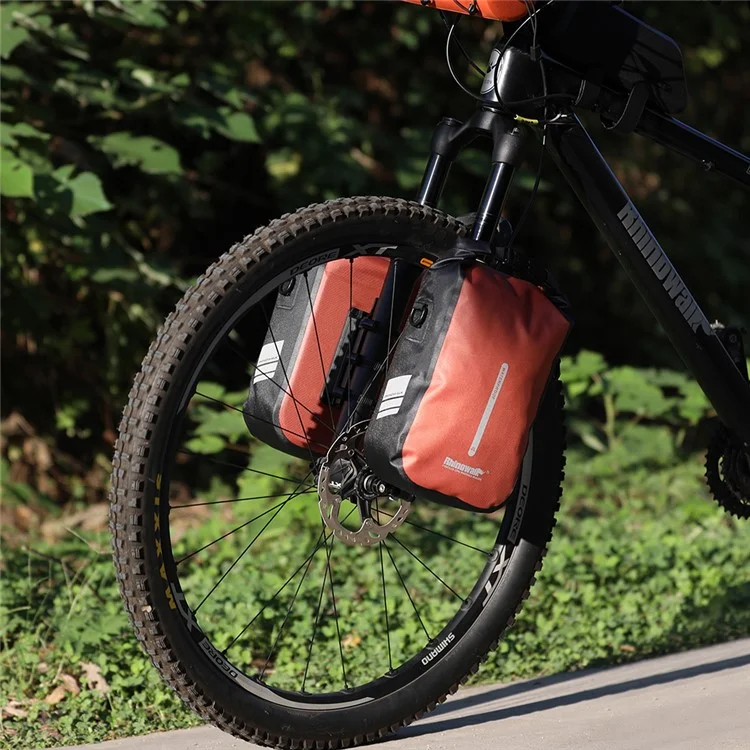 RHINOWALK RK406 6L Bike Front Fork Bag Waterproof Nylon Polyester Bicycle Quick-Release Hanging Bag for Outdoor Cycling - Orange
